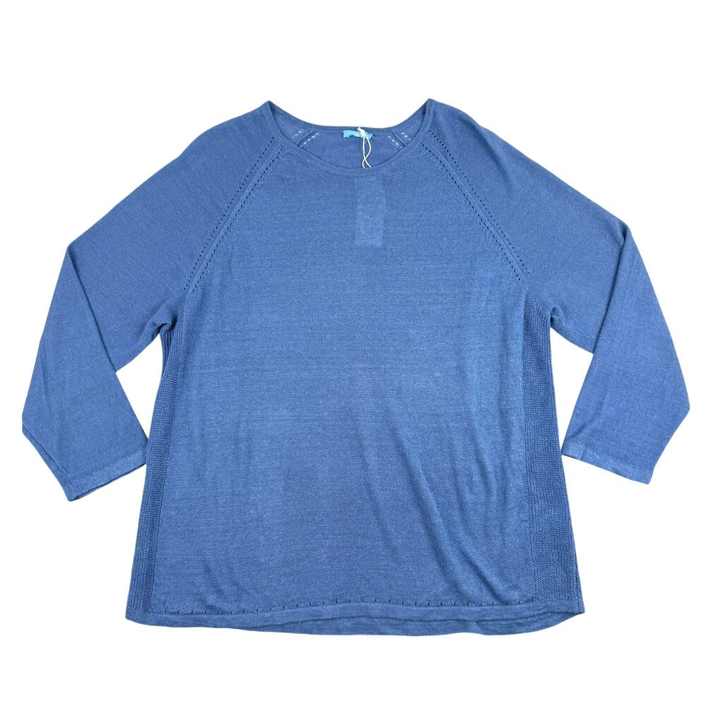 J.McLaughlin Margaux Linen Sweater Chambray Blue XL Minimal Coastal Summer